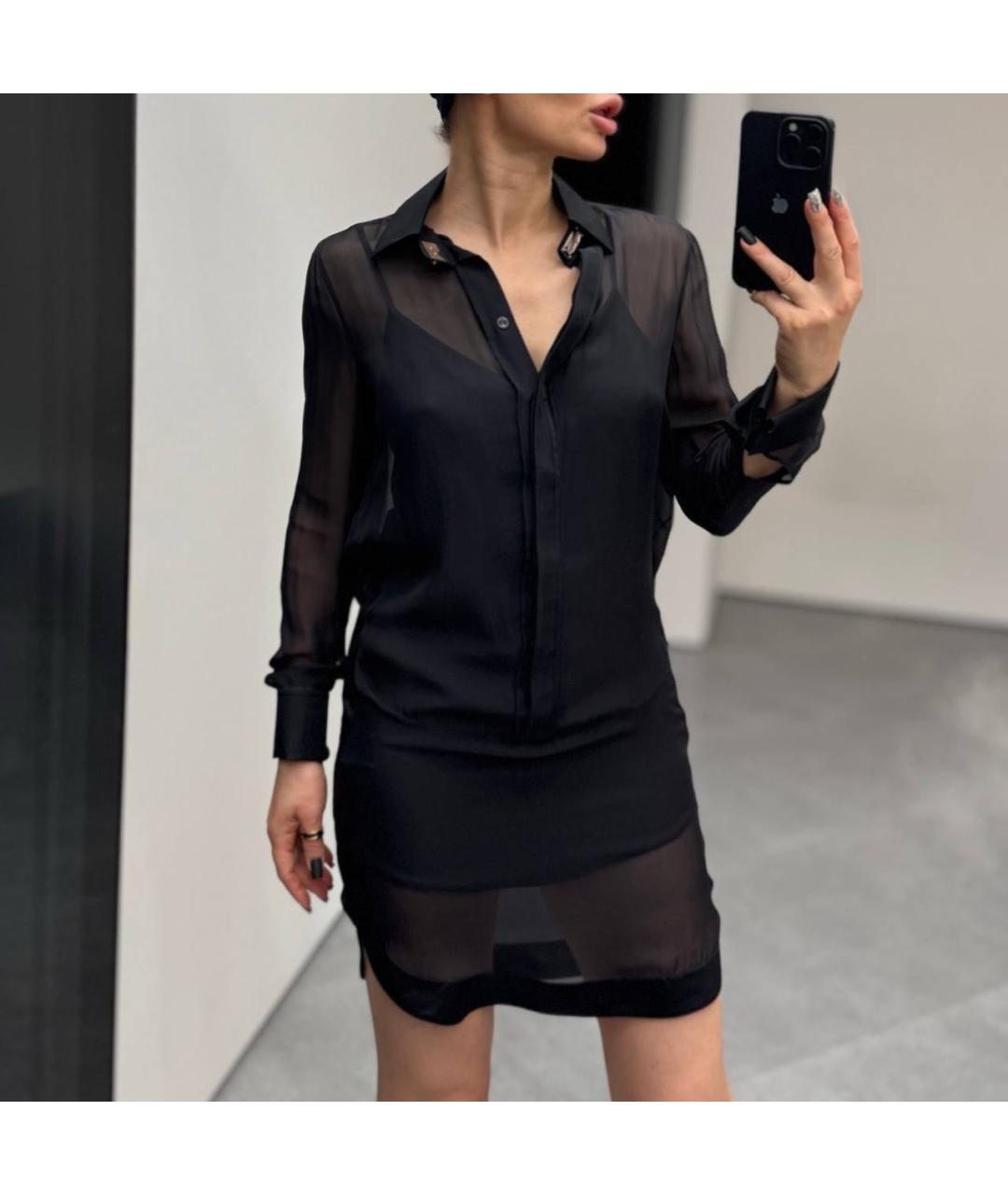 GIVENCHY Черное шелковое повседневное платье, фото 7