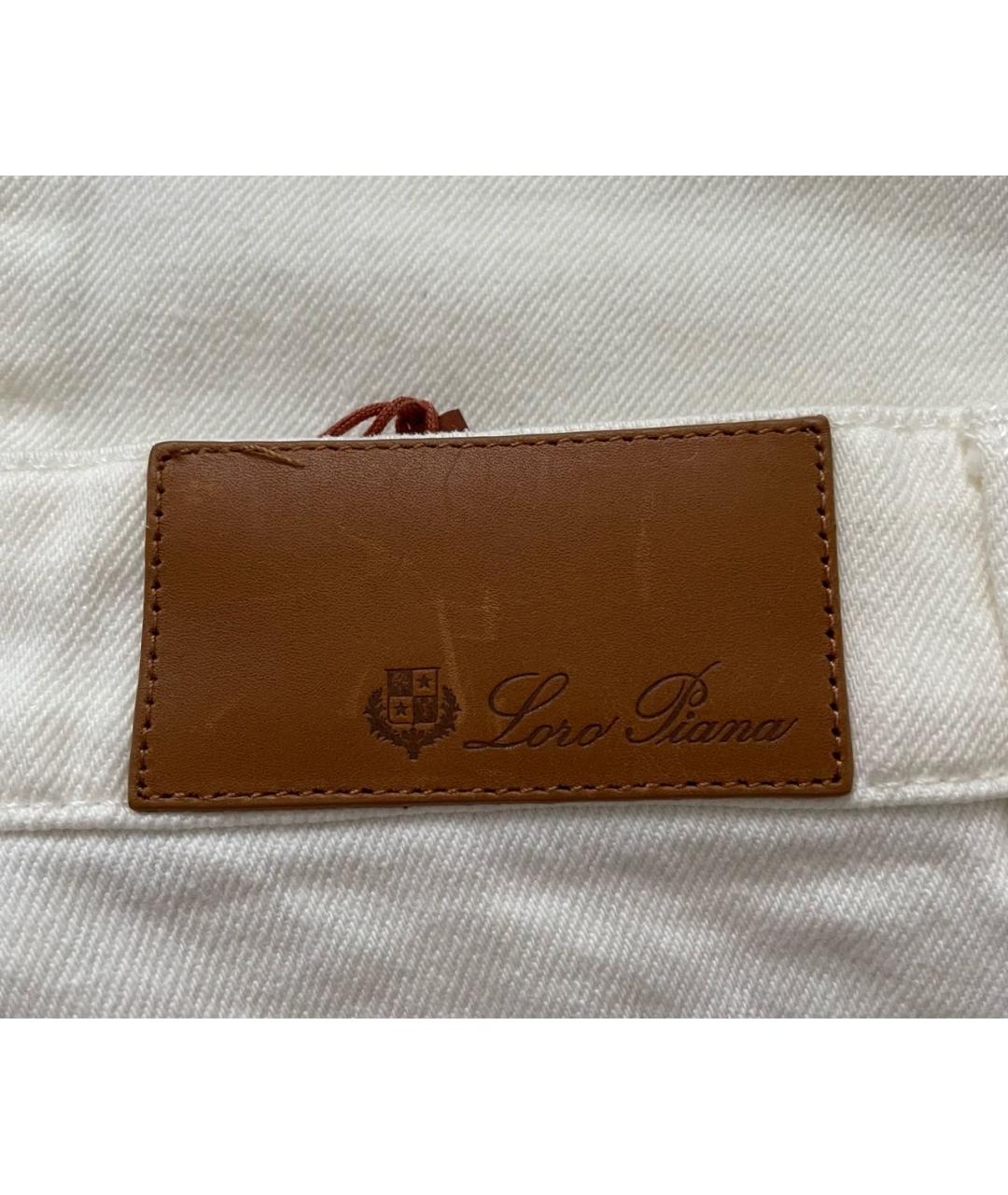 LORO PIANA Белые хлопковые прямые джинсы, фото 6