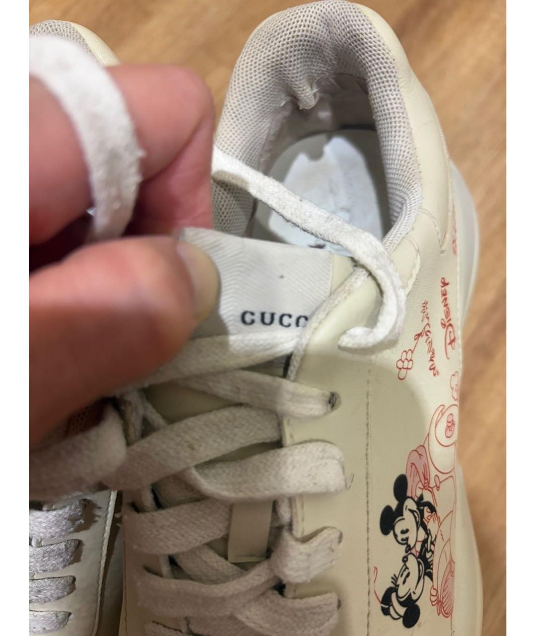 GUCCI KIDS Бежевые кожаные кроссовки, фото 4