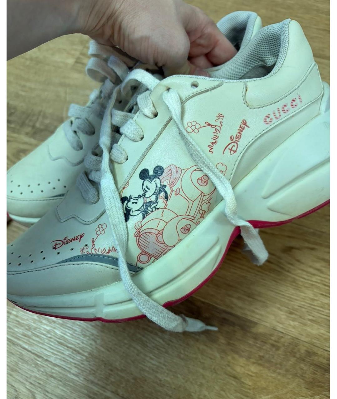 GUCCI KIDS Бежевые кожаные кроссовки, фото 2