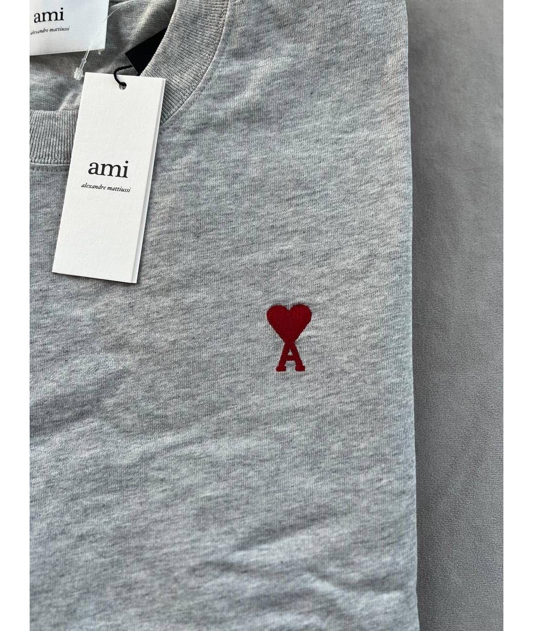 Ami Paris Серая хлопковая футболка, фото 3