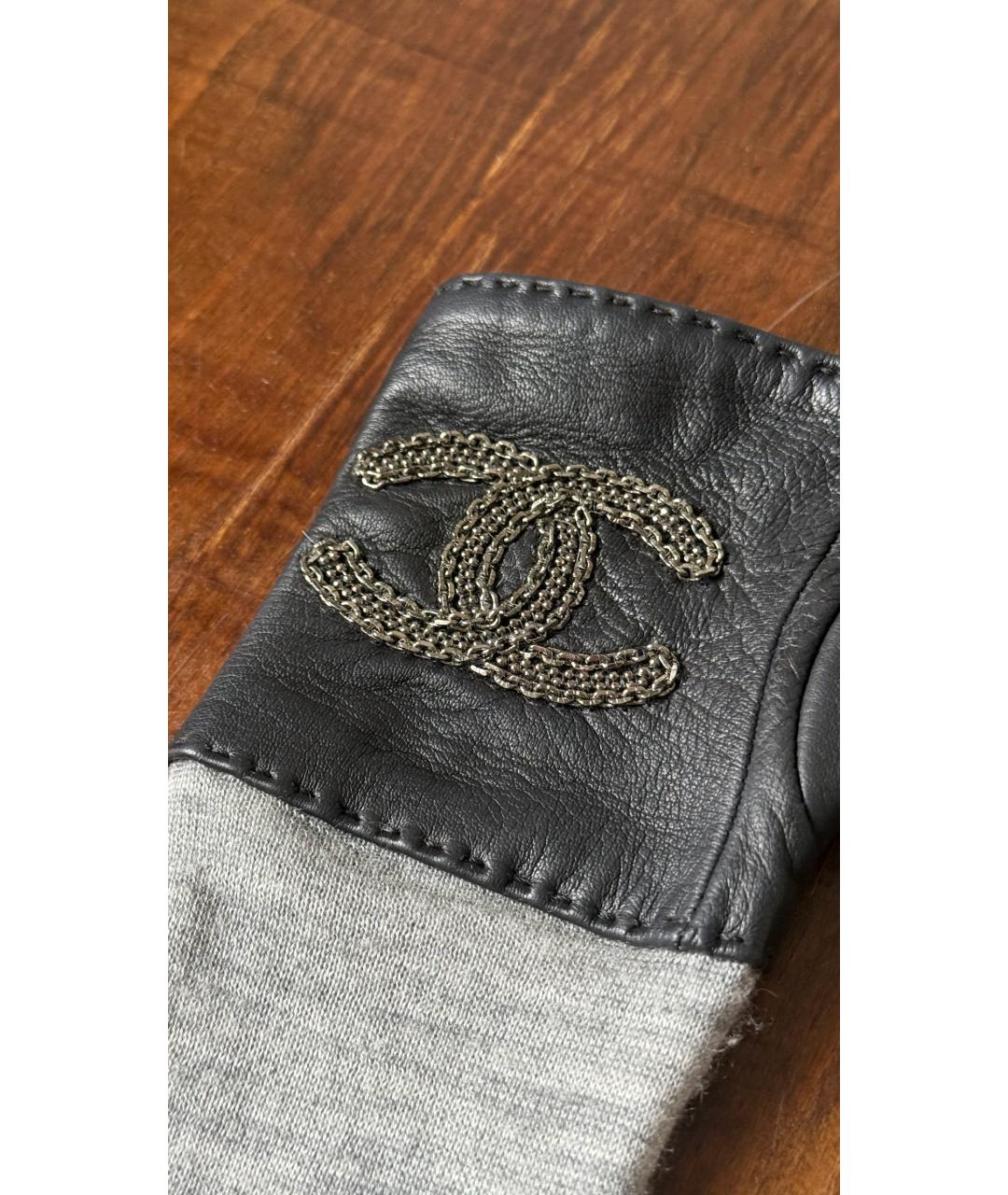 CHANEL Черные кожаные митенки, фото 4