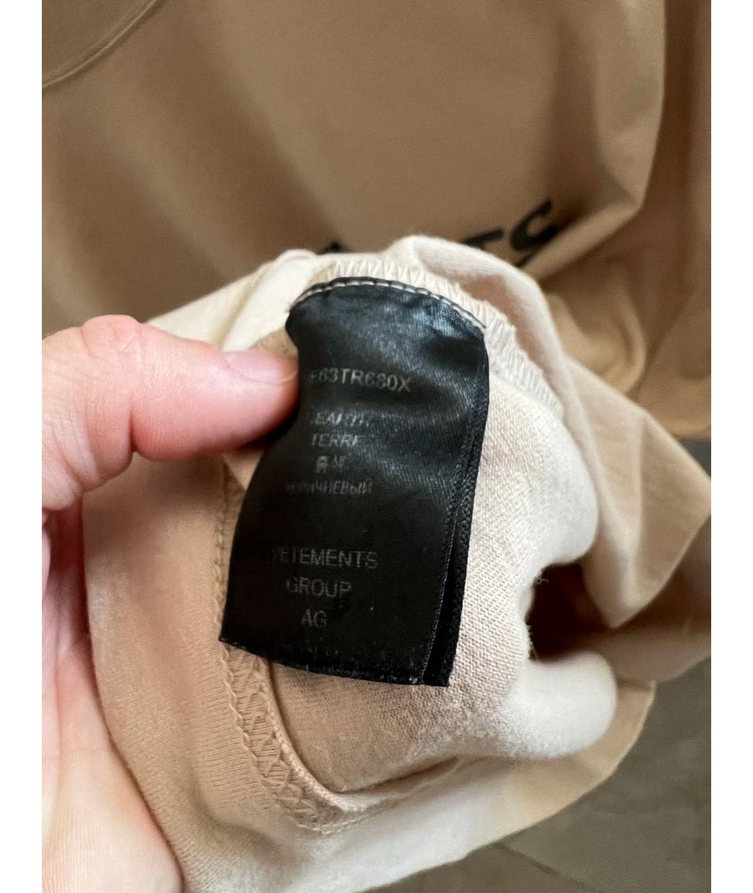 VETEMENTS Бежевая хлопковая футболка, фото 7