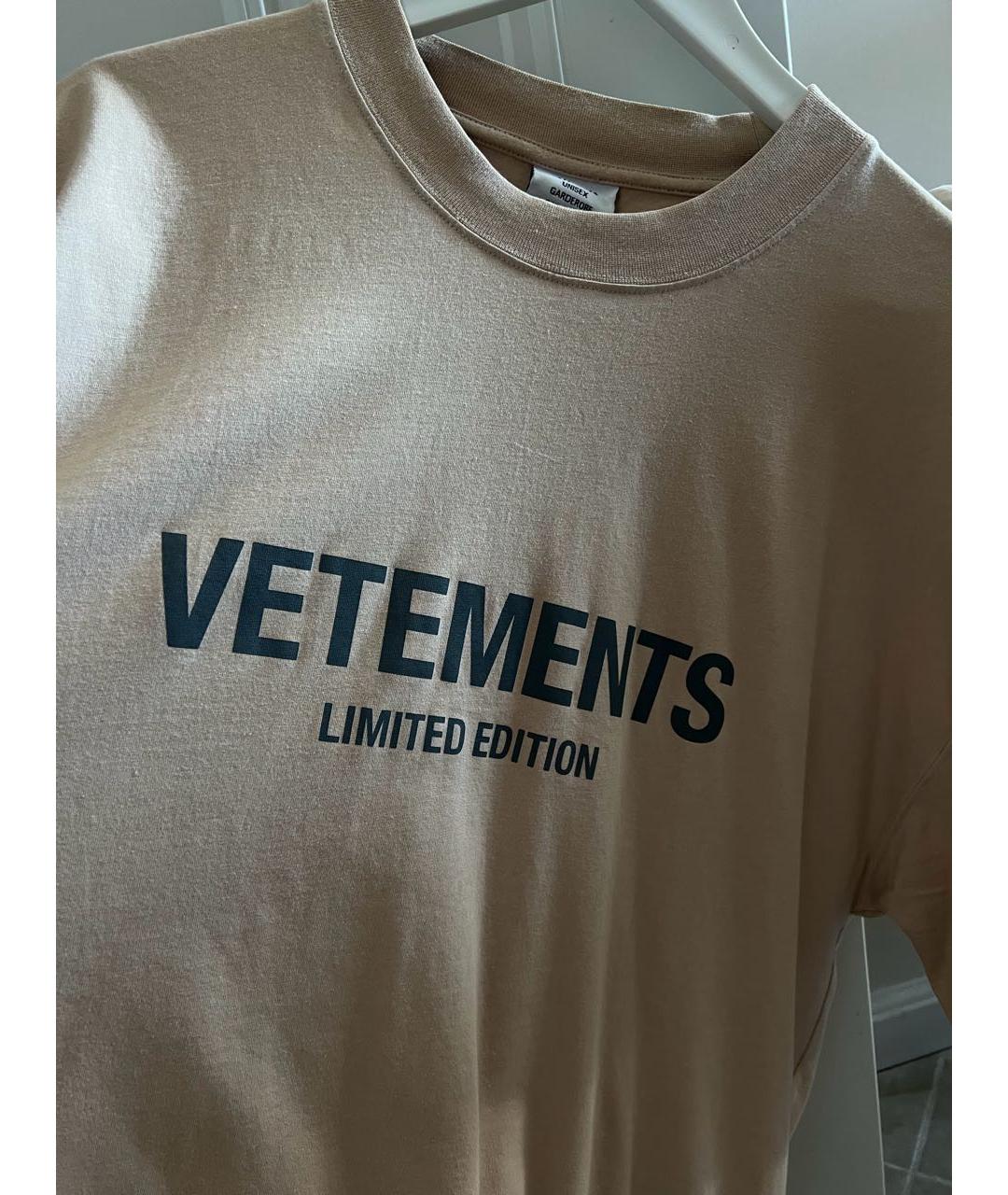 VETEMENTS Бежевая хлопковая футболка, фото 3