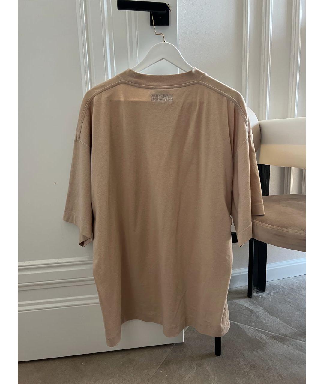 VETEMENTS Бежевая хлопковая футболка, фото 4