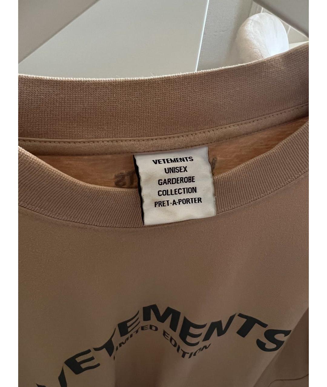 VETEMENTS Бежевая хлопковая футболка, фото 5