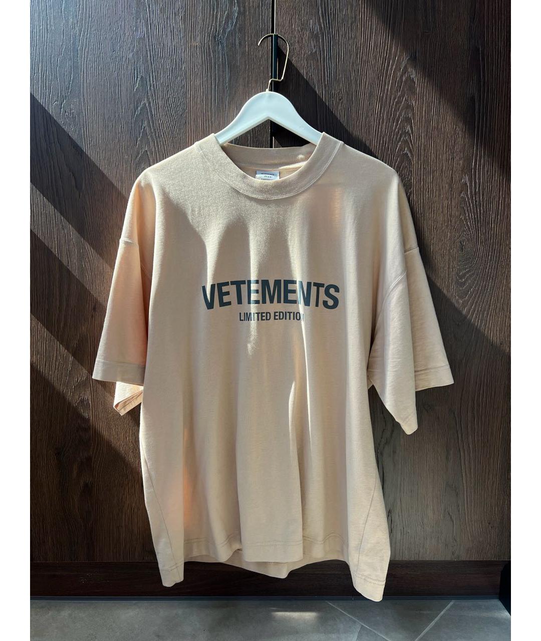 VETEMENTS Бежевая хлопковая футболка, фото 8