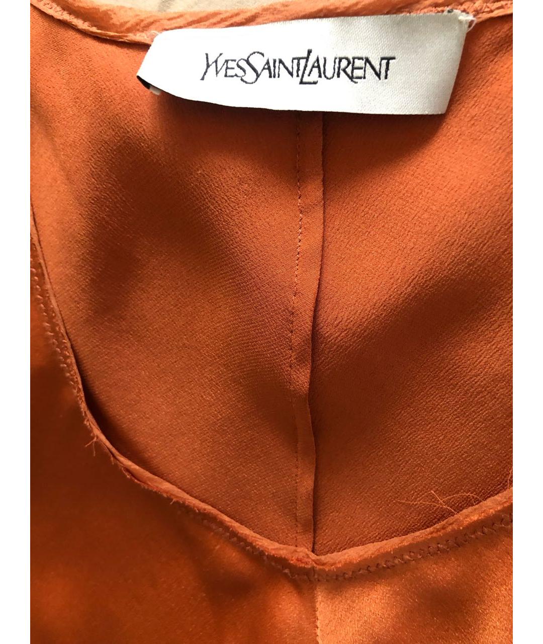 YVES SAINT LAURENT BEAUTY Оранжевое шелковое платье, фото 3