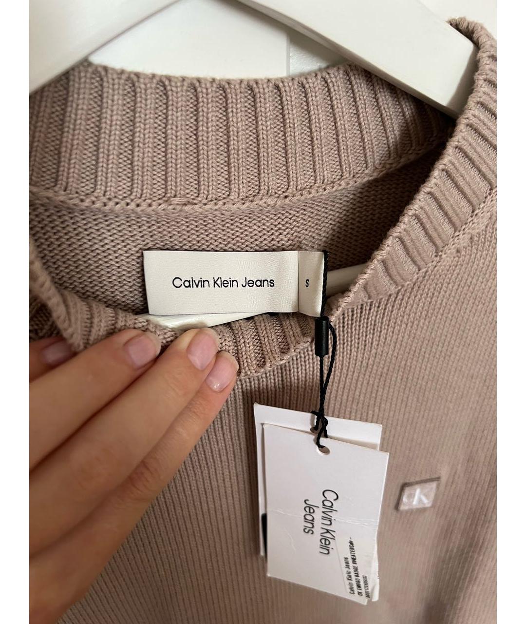 CALVIN KLEIN Бежевый хлопковый джемпер / свитер, фото 3