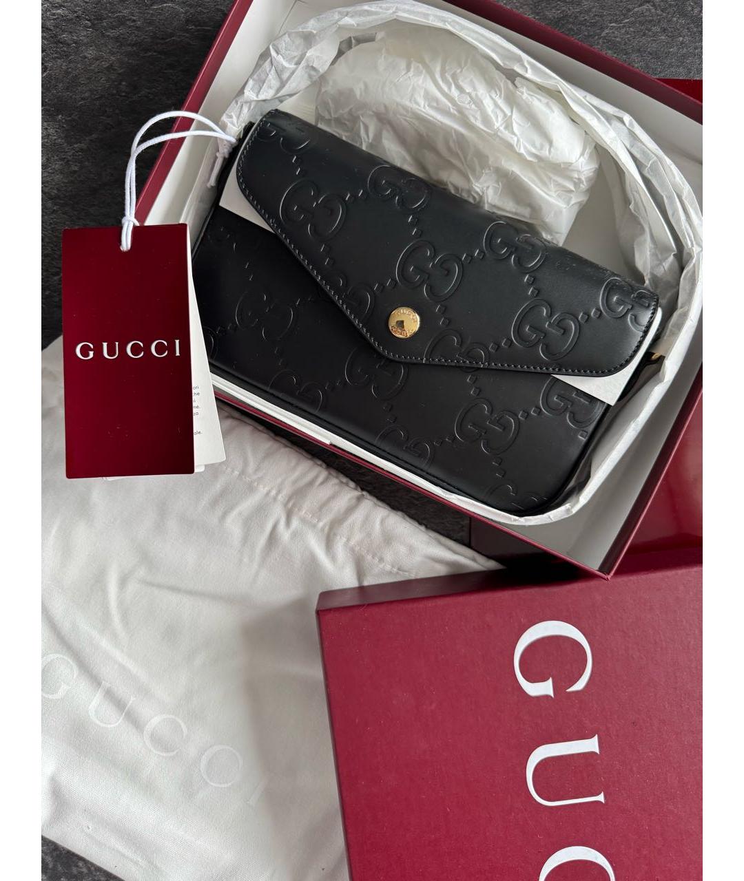 GUCCI Черная кожаная сумка через плечо, фото 3