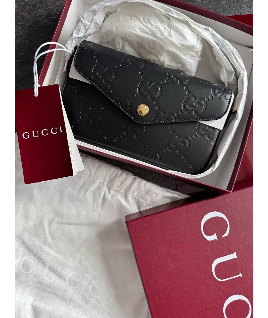 GUCCI Черная кожаная сумка через плечо, фото 6