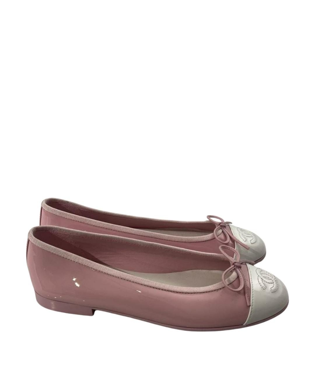 CHANEL Розовые балетки из лакированной кожи, фото 1