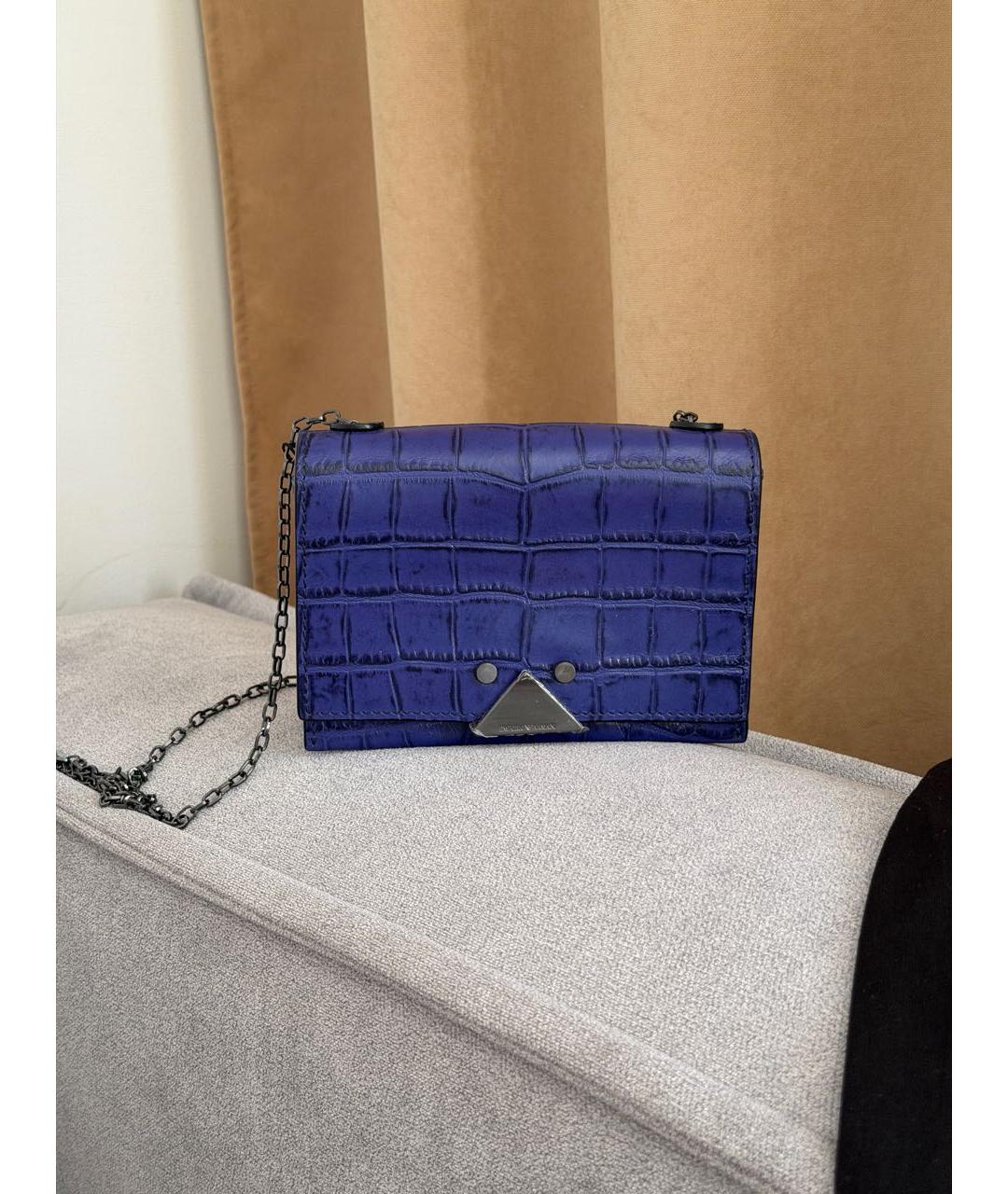 EMPORIO ARMANI Синяя кожаная сумка через плечо, фото 8