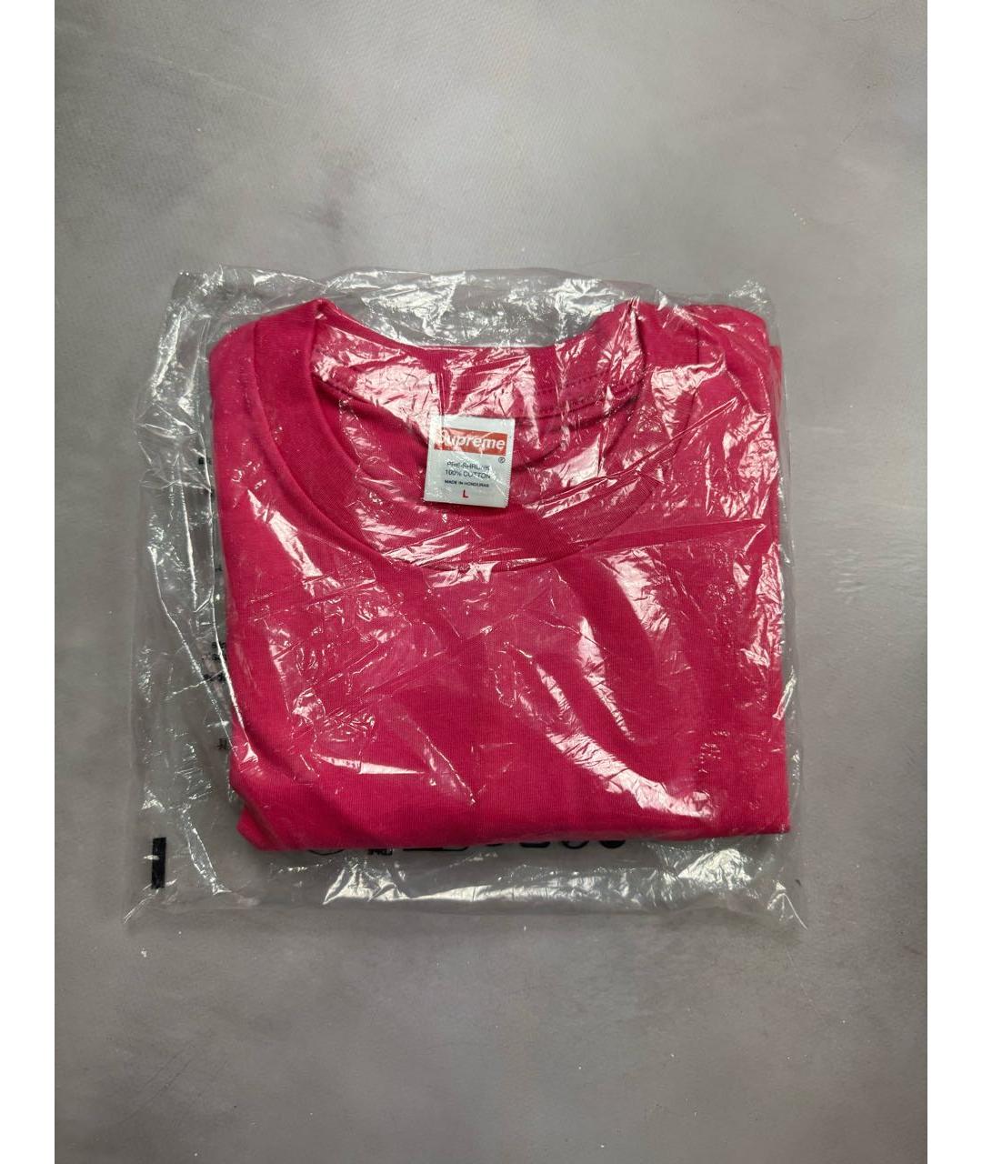 SUPREME Розовая хлопковая футболка, фото 3