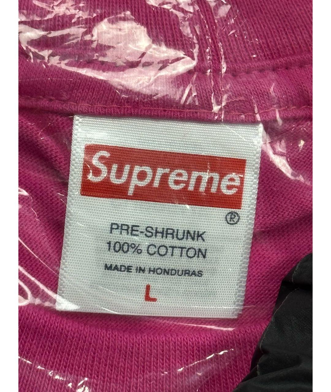 SUPREME Розовая хлопковая футболка, фото 6