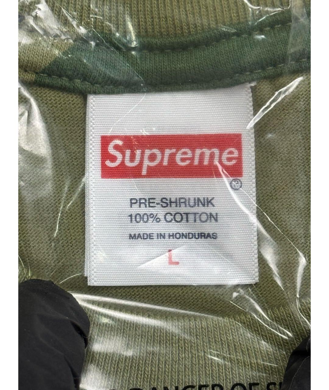 SUPREME Хаки хлопковая футболка, фото 5