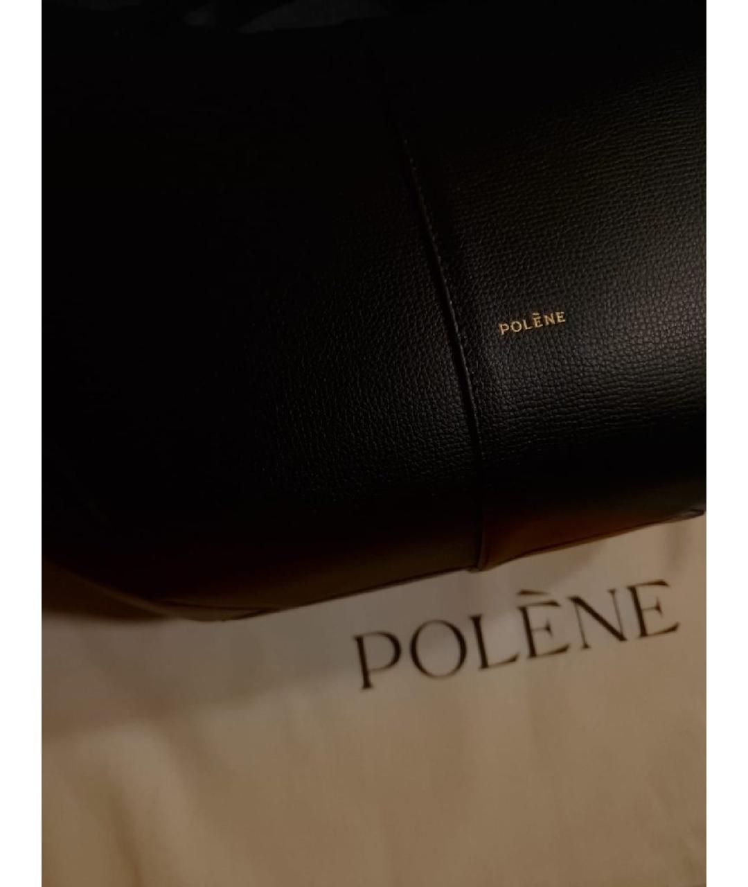 POLENE Черная кожаная сумка тоут, фото 6
