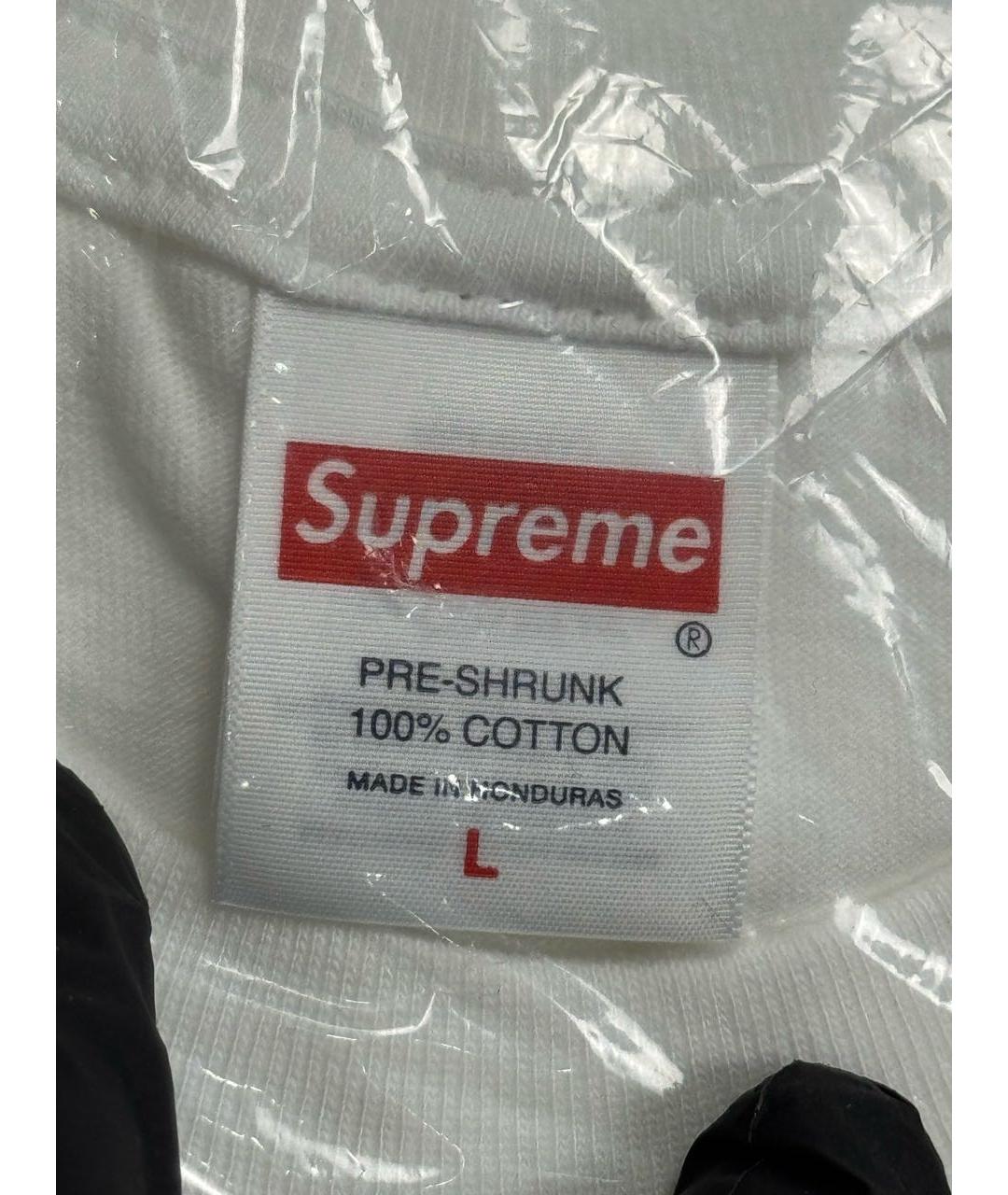 SUPREME Белая хлопковая футболка, фото 5