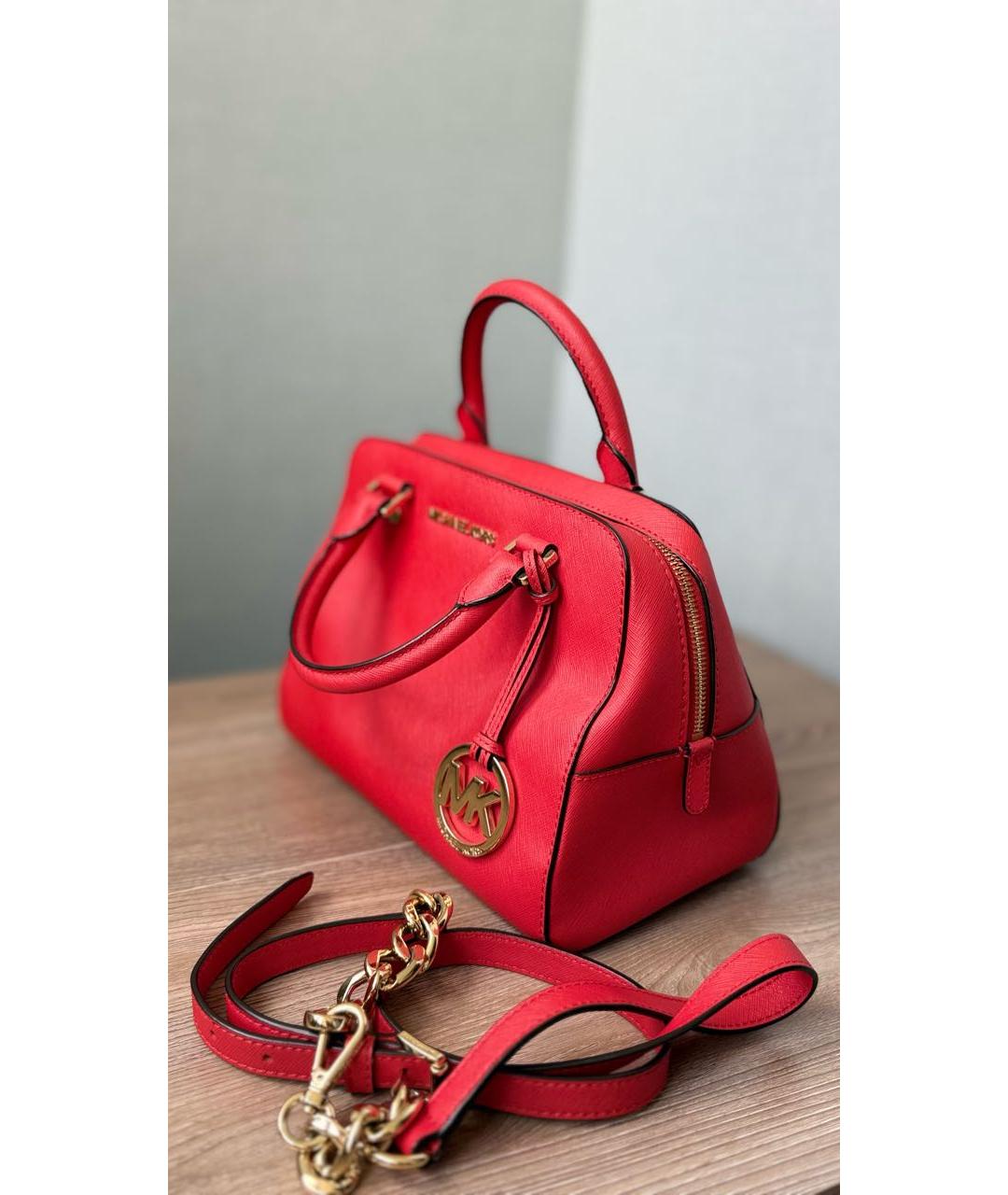 MICHAEL KORS Коралловая кожаная сумка с короткими ручками, фото 2