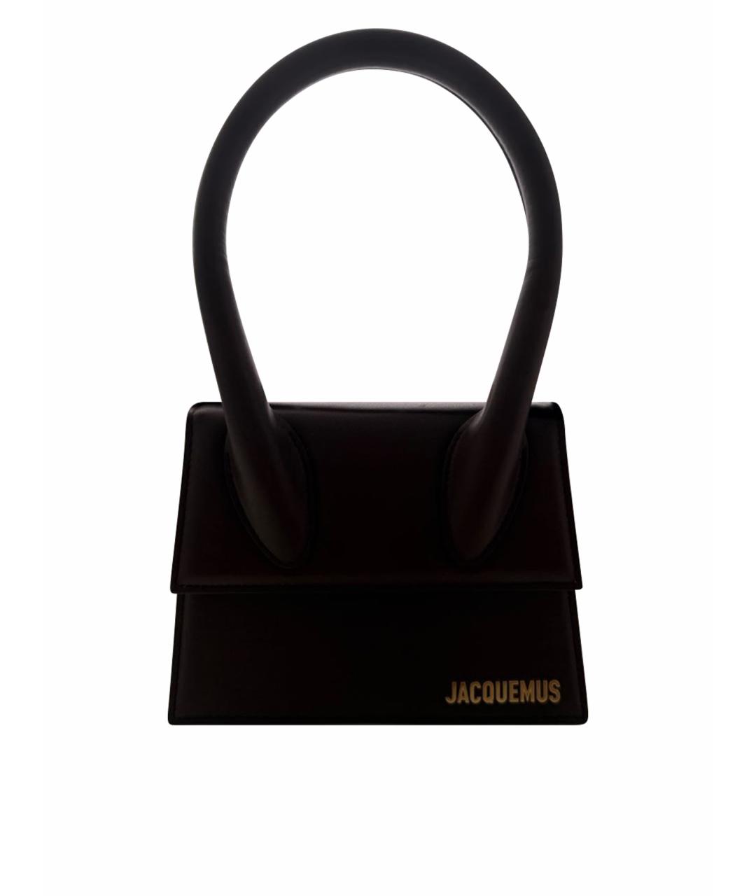 JACQUEMUS Коричневая кожаная сумка с короткими ручками, фото 1
