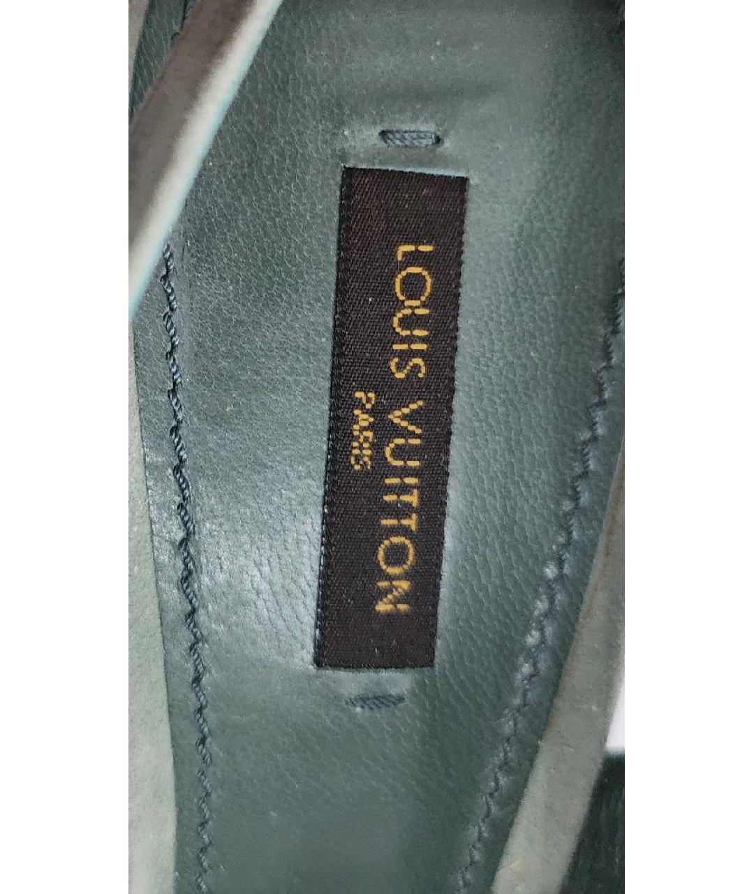 LOUIS VUITTON Бирюзовые замшевые босоножки, фото 7