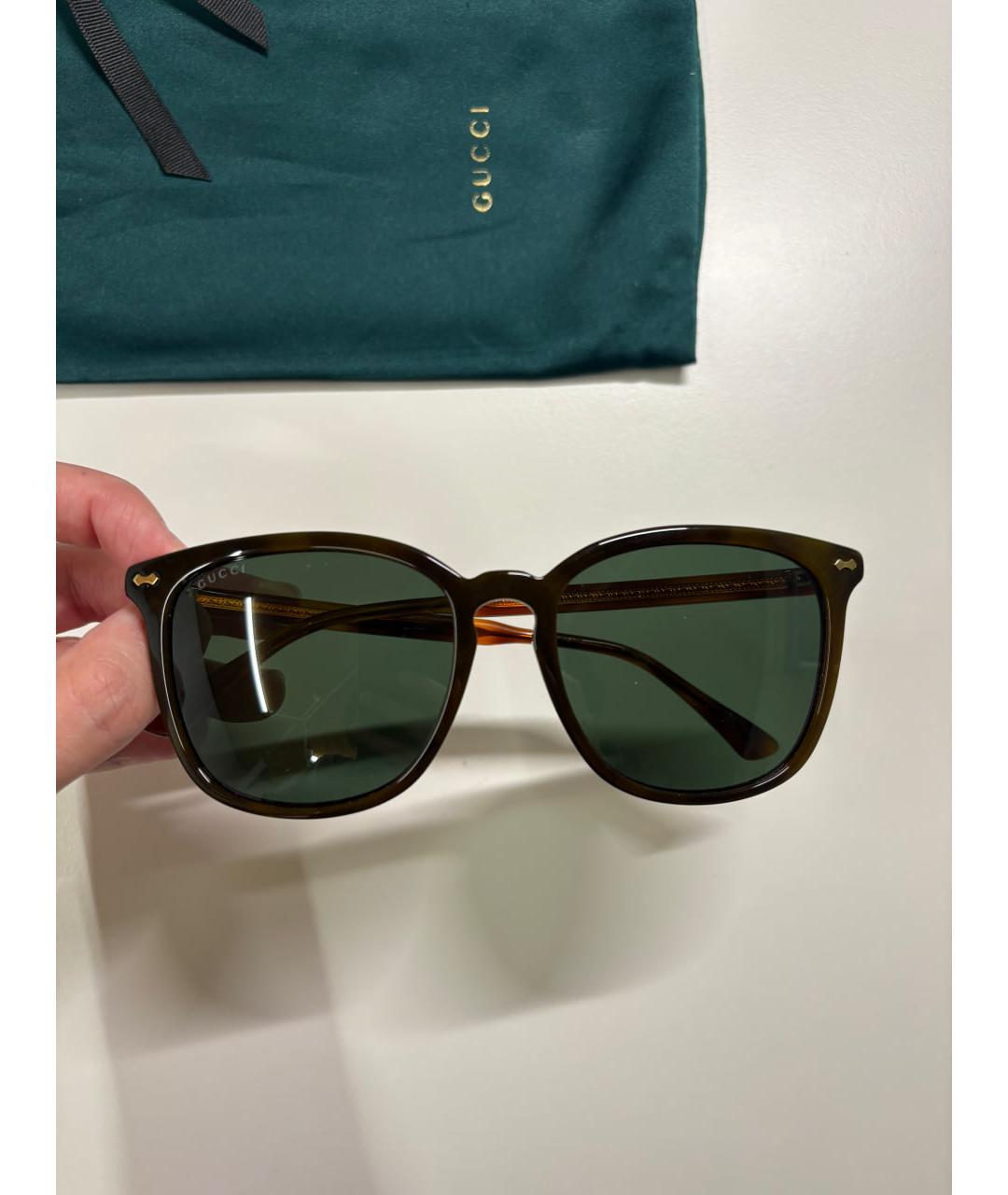 GUCCI Коричневые пластиковые солнцезащитные очки, фото 10