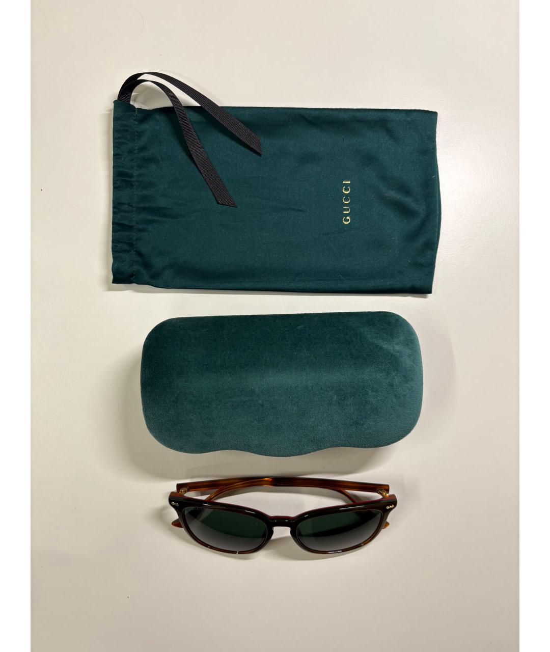 GUCCI Коричневые пластиковые солнцезащитные очки, фото 4