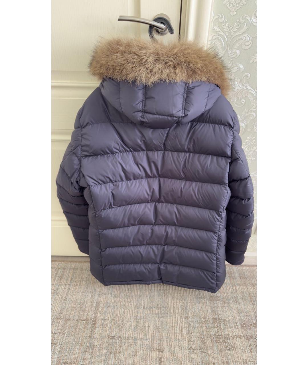 MONCLER Темно-синий полиэстеровый пуховик, фото 2