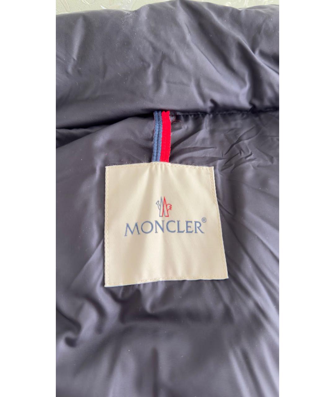 MONCLER Темно-синий полиэстеровый пуховик, фото 3