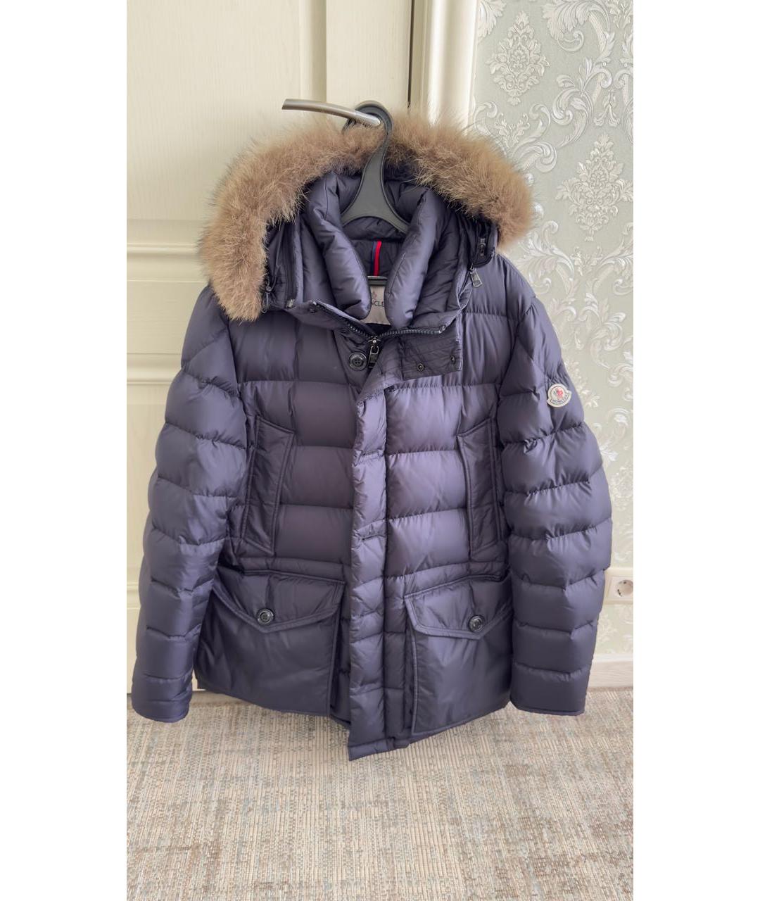 MONCLER Темно-синий полиэстеровый пуховик, фото 9