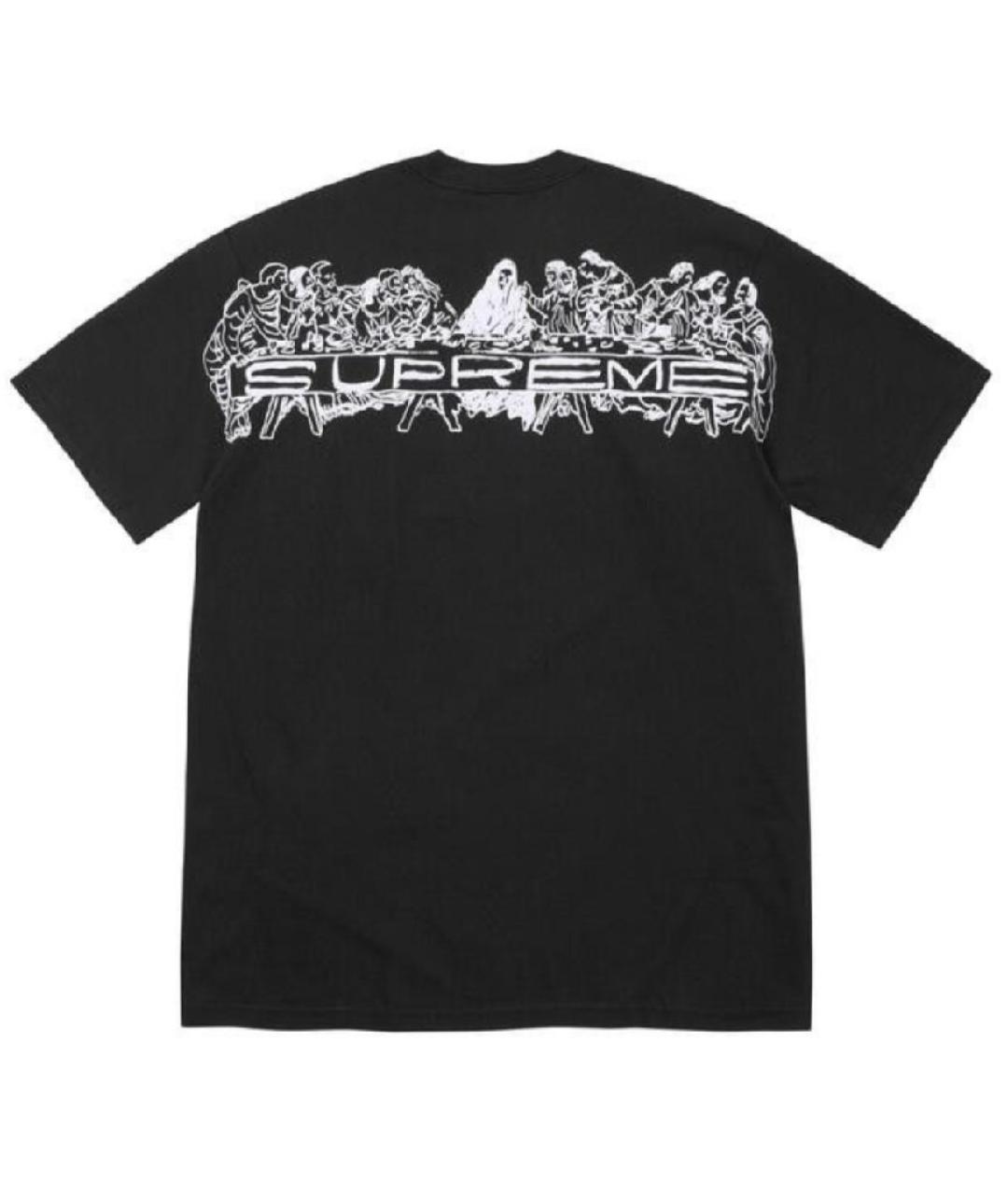 SUPREME Черная хлопковая футболка, фото 2