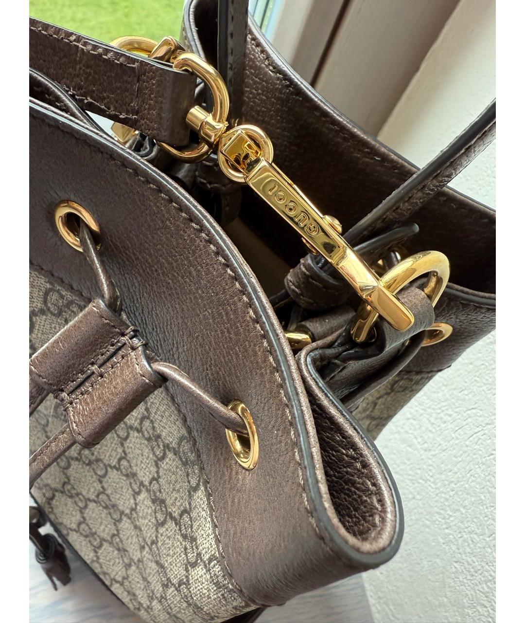GUCCI Коричневая кожаная сумка через плечо, фото 4