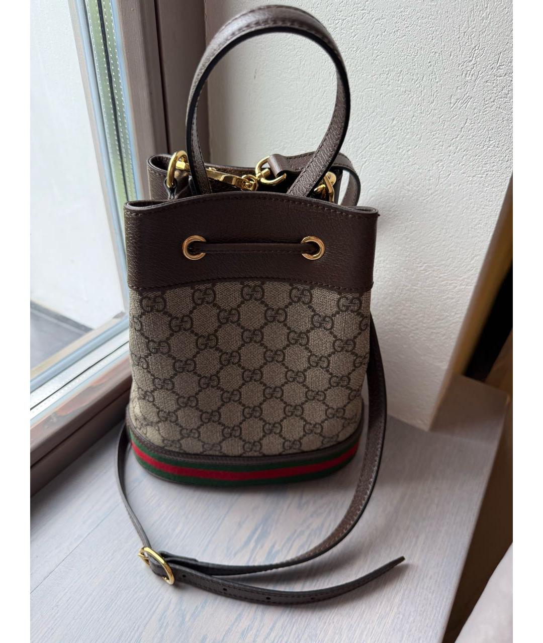 GUCCI Коричневая кожаная сумка через плечо, фото 3