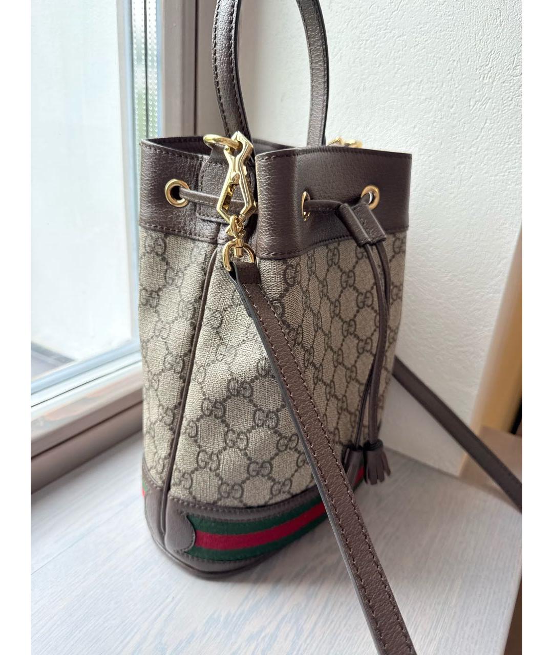 GUCCI Коричневая кожаная сумка через плечо, фото 2