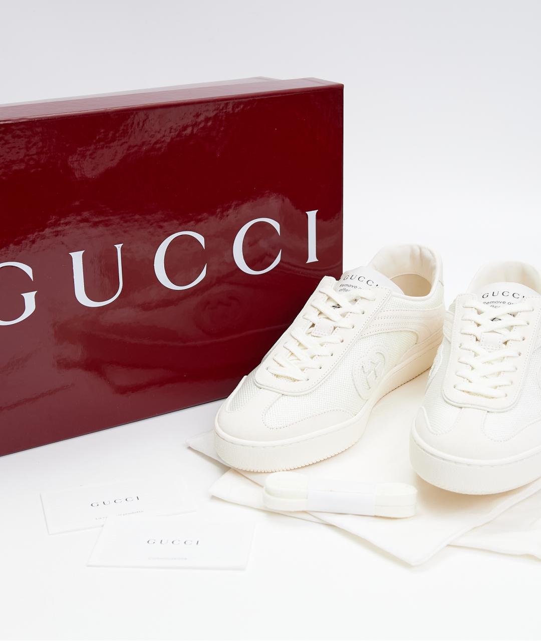 GUCCI Белые текстильные кеды, фото 7
