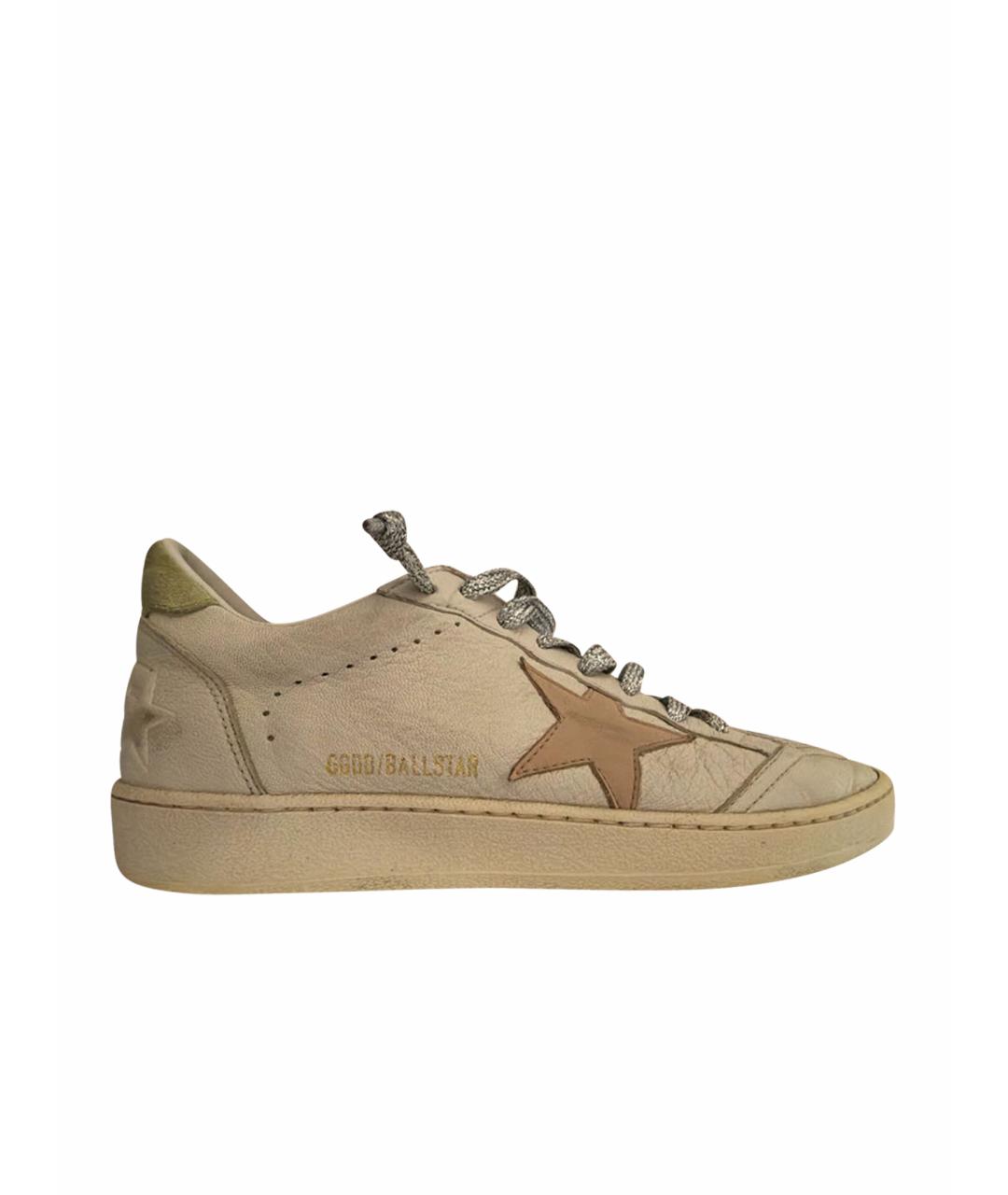 GOLDEN GOOSE Бежевые кожаные кеды, фото 1
