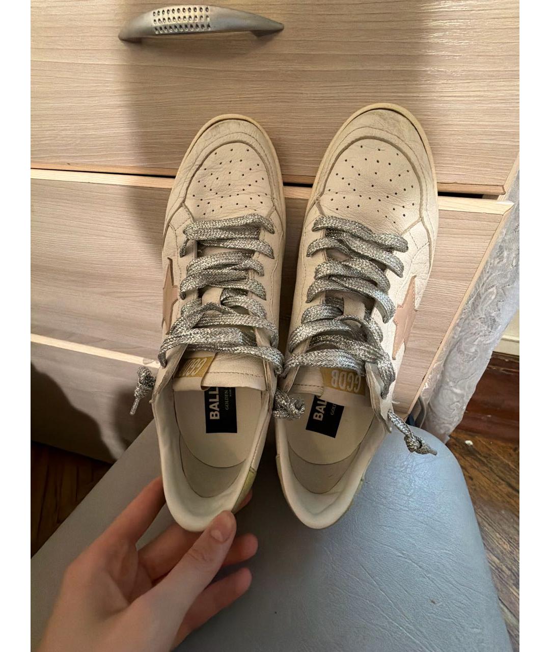 GOLDEN GOOSE Бежевые кожаные кеды, фото 2