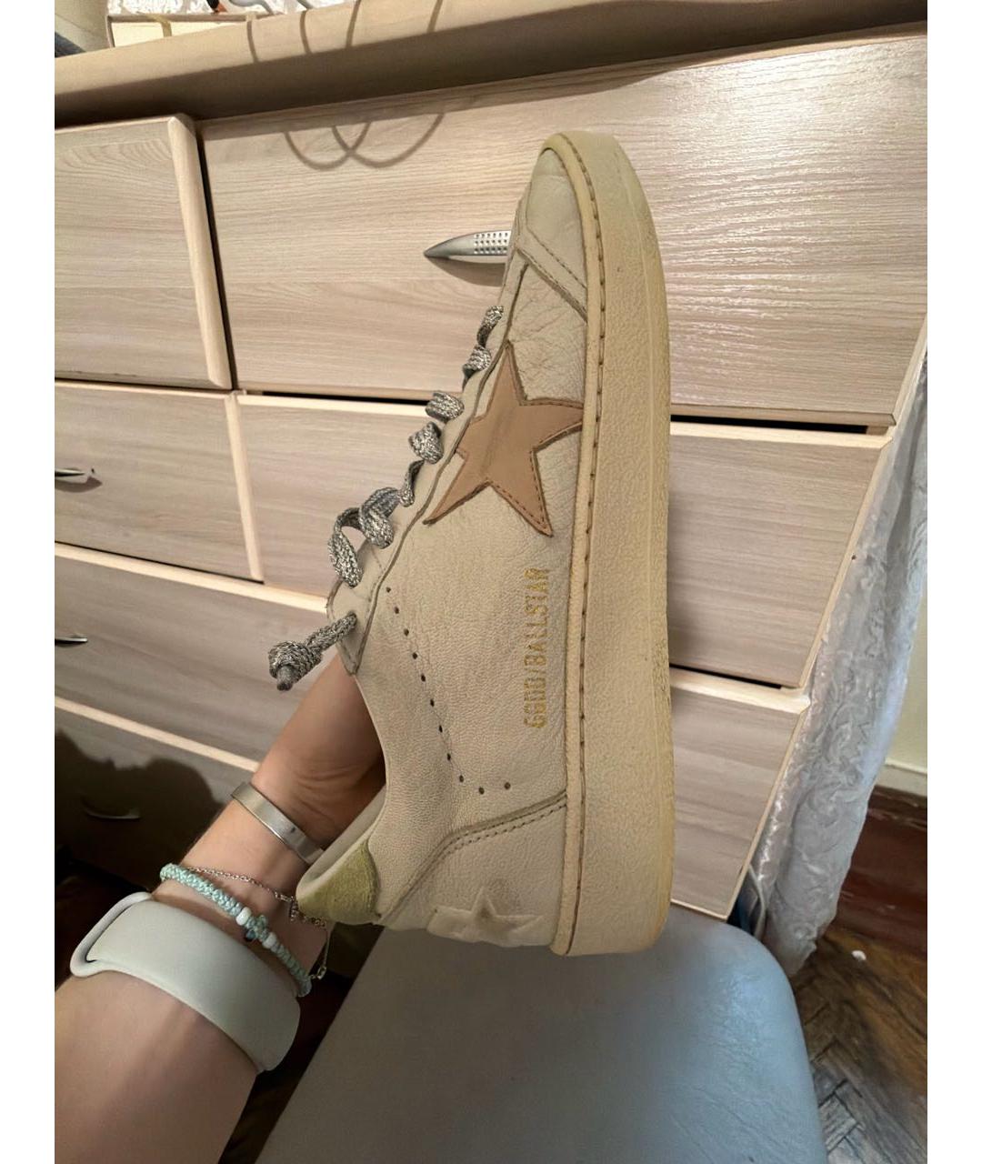GOLDEN GOOSE Бежевые кожаные кеды, фото 5