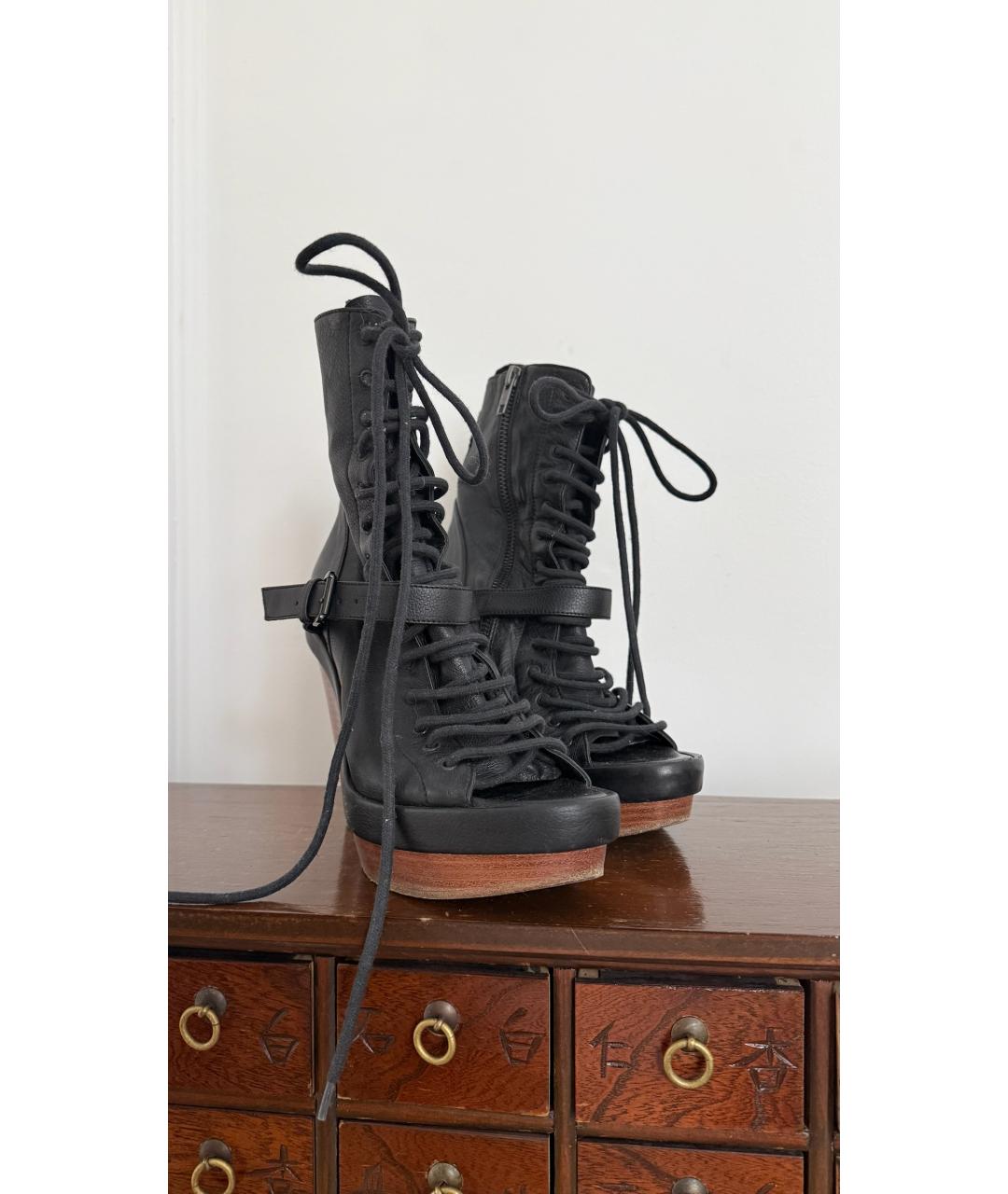 ANN DEMEULEMEESTER Черные кожаные туфли, фото 3