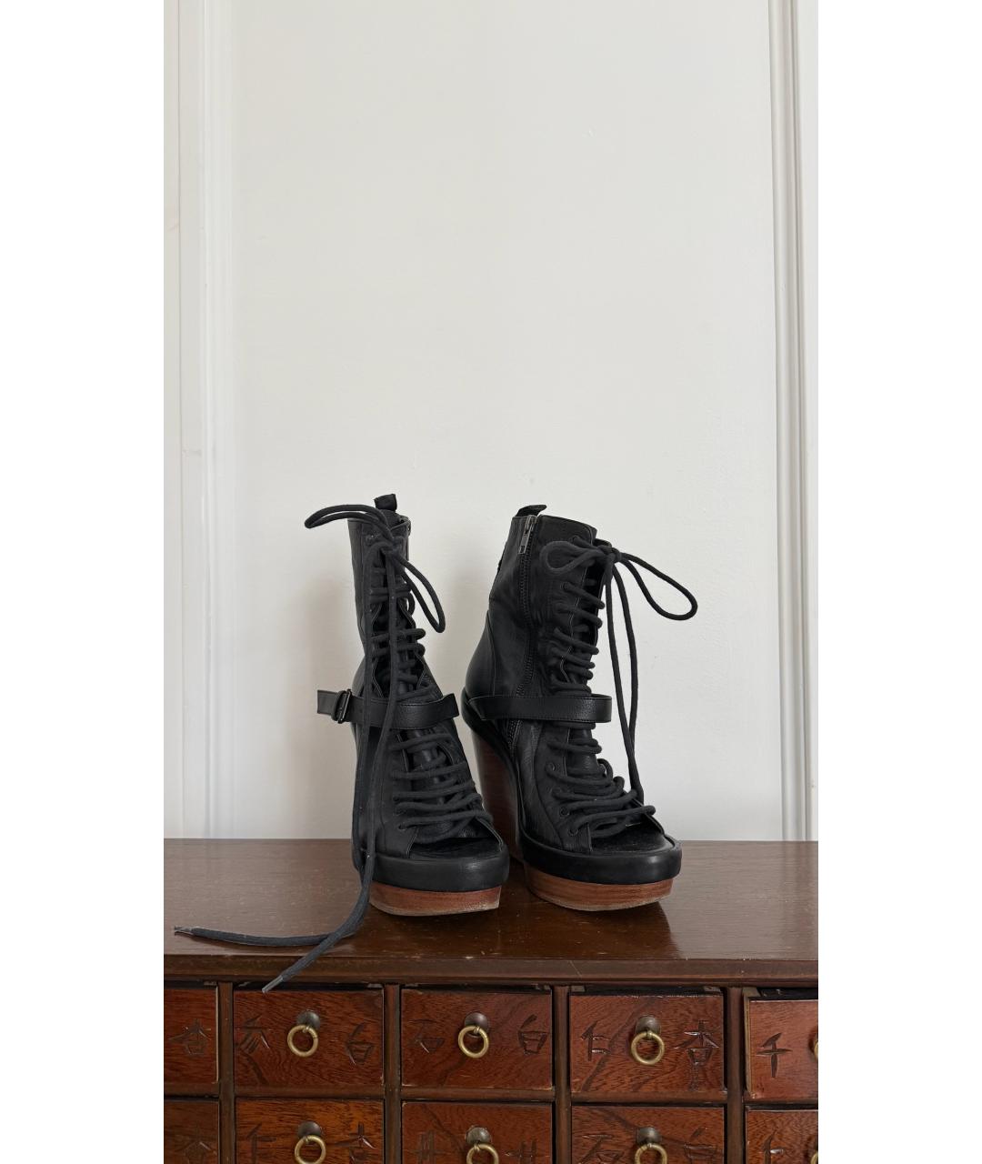 ANN DEMEULEMEESTER Черные кожаные туфли, фото 4