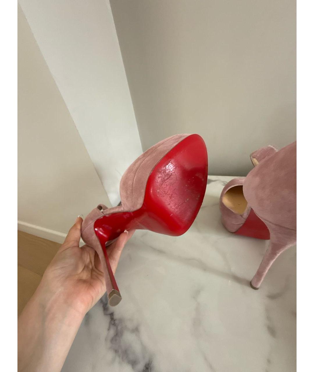 CHRISTIAN LOUBOUTIN Розовые кожаные туфли, фото 5