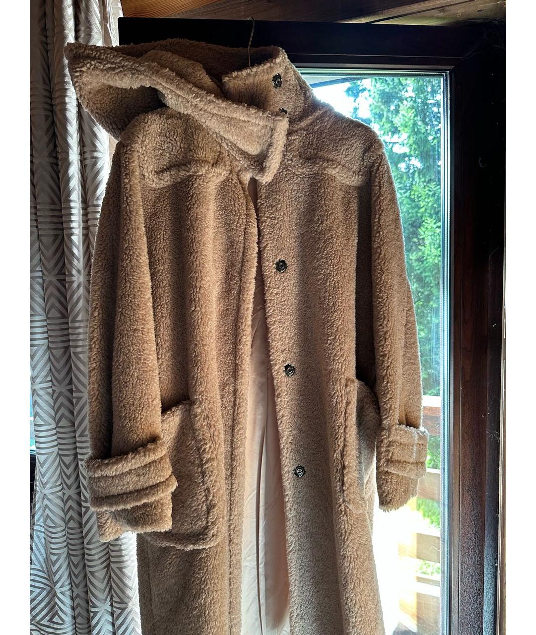 WEEKEND MAX MARA Бежевая шерстяная шуба, фото 8