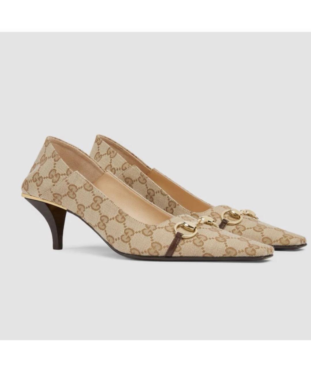 GUCCI Бежевые текстильные туфли, фото 2