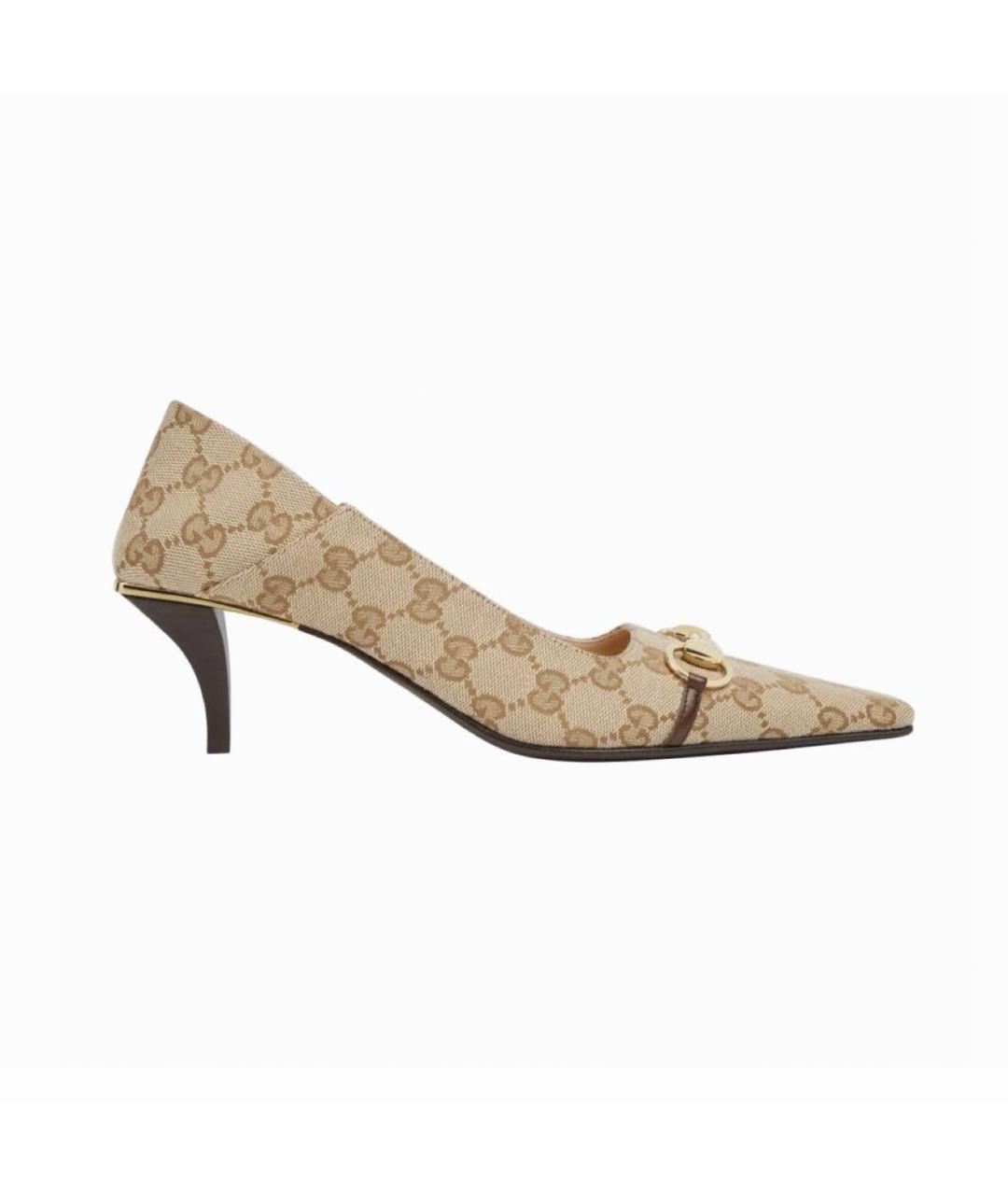 GUCCI Бежевые текстильные туфли, фото 4
