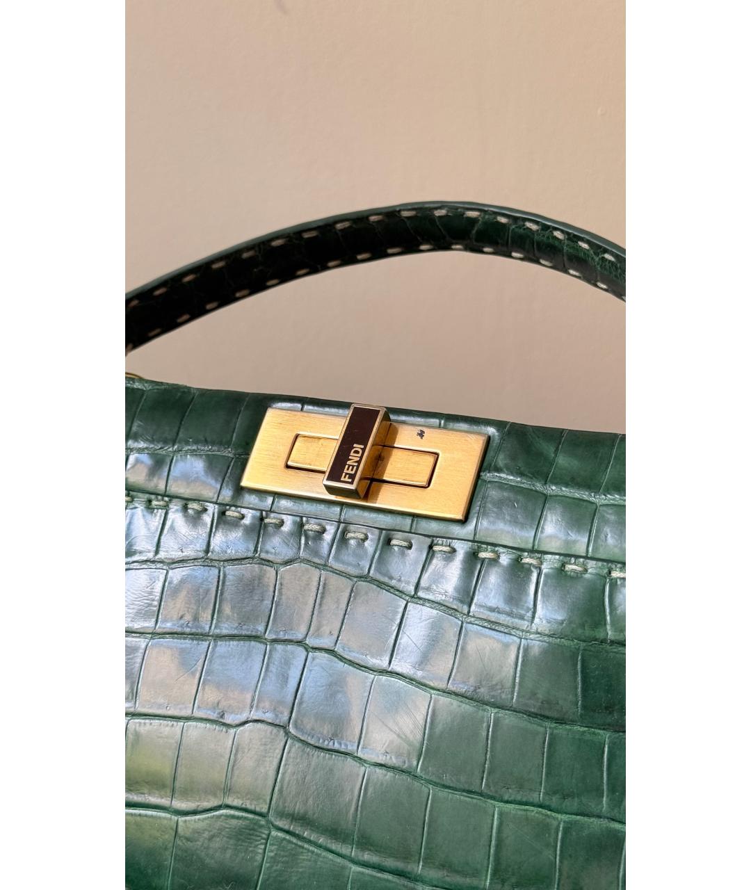 FENDI Зеленая кожаная сумка тоут, фото 8