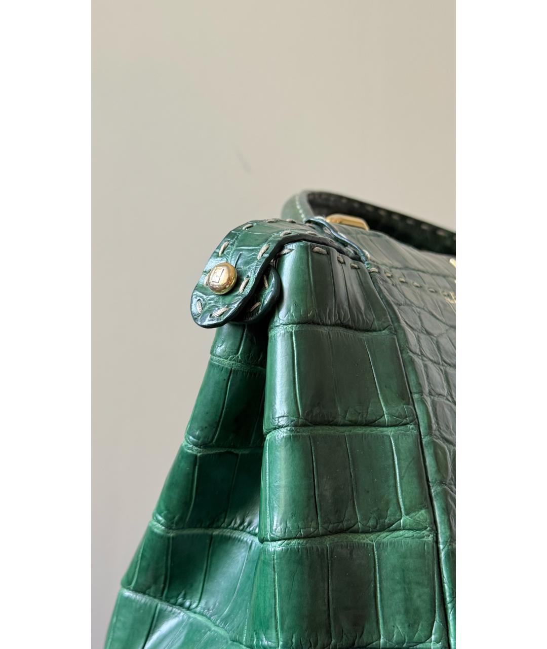 FENDI Зеленая кожаная сумка тоут, фото 7