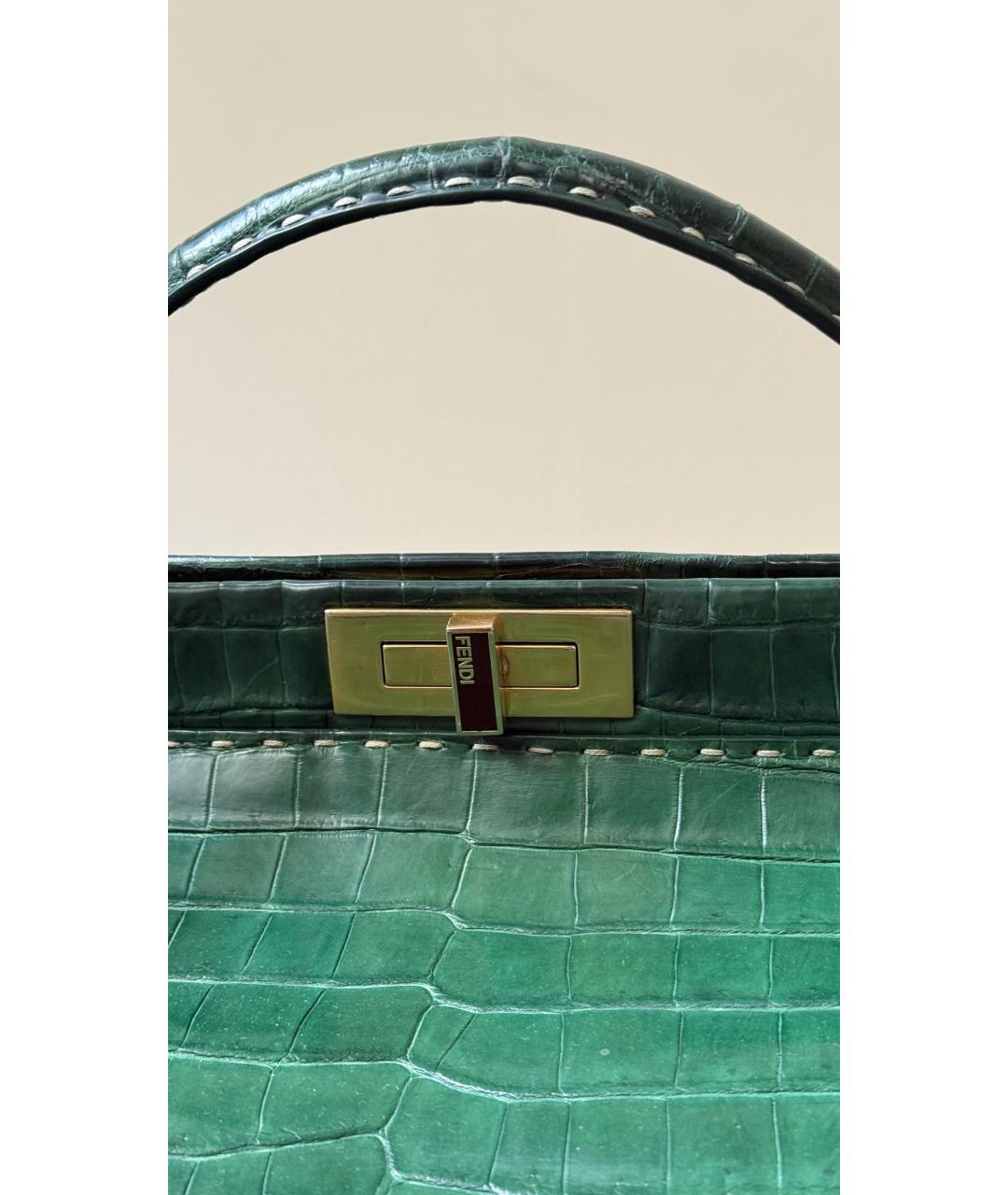 FENDI Зеленая кожаная сумка тоут, фото 5