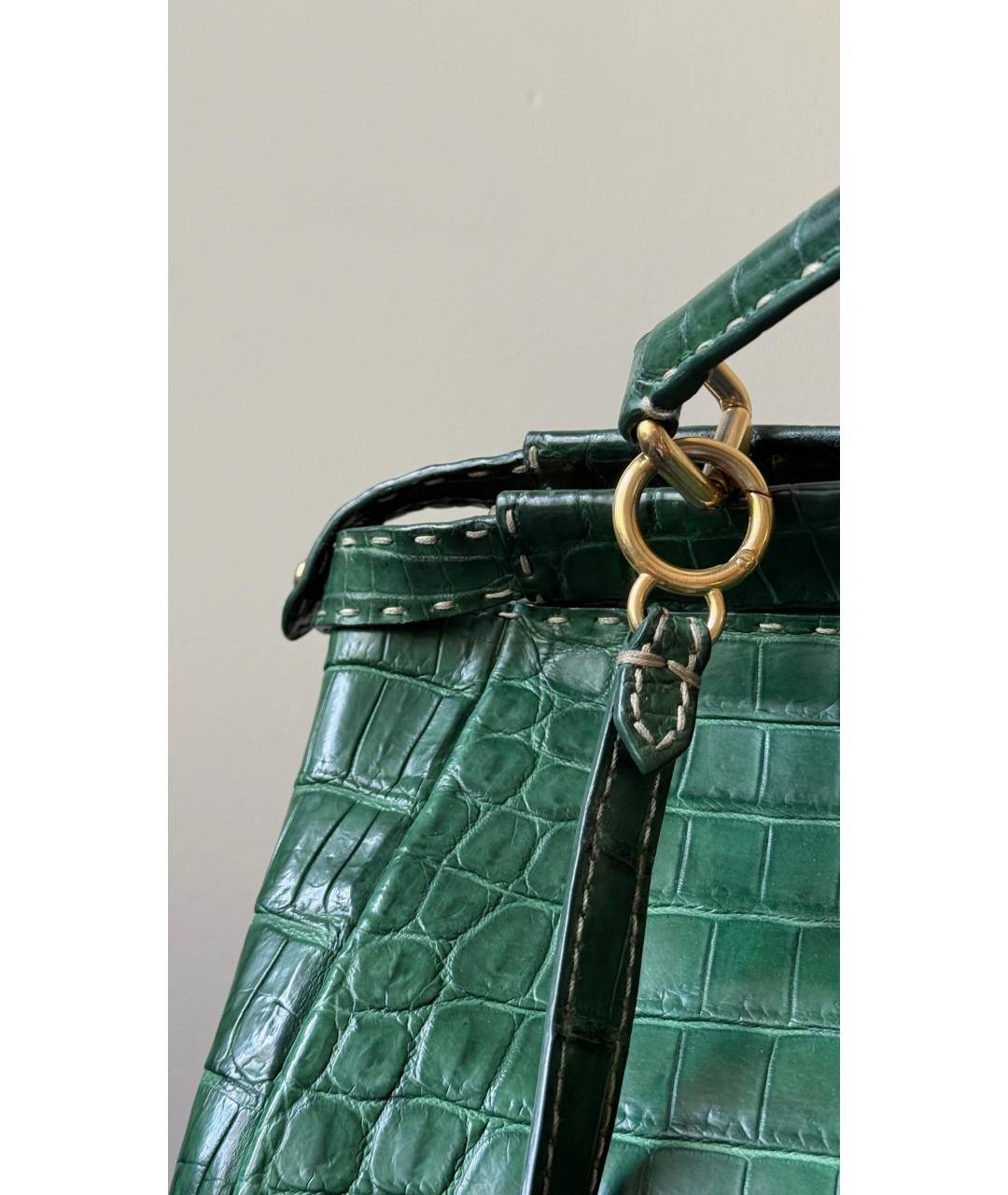 FENDI Зеленая кожаная сумка тоут, фото 6