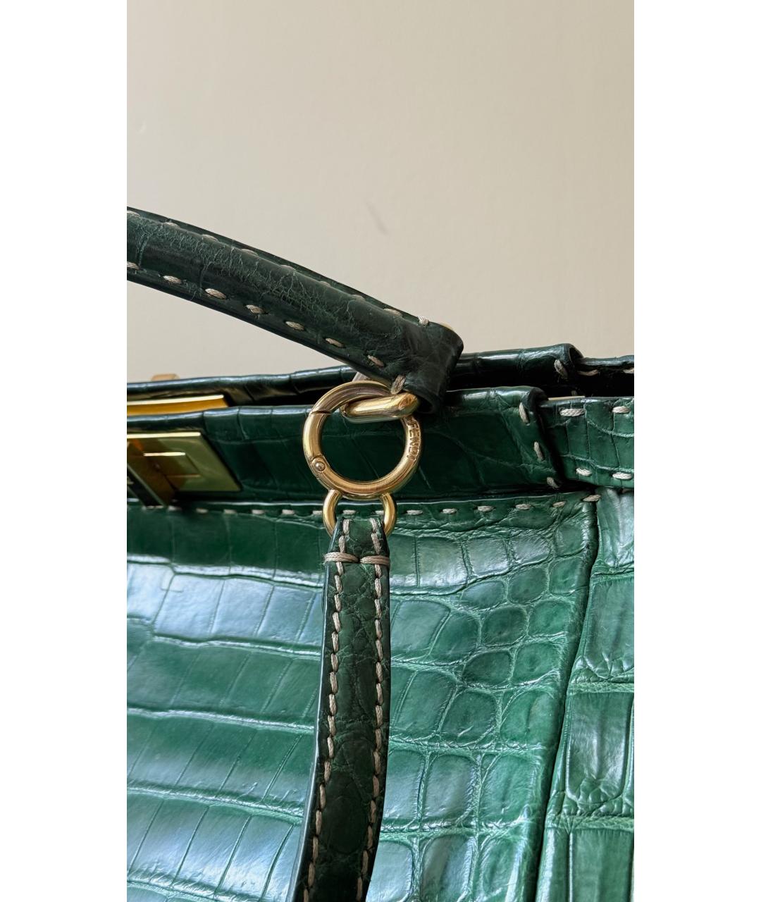 FENDI Зеленая кожаная сумка тоут, фото 4