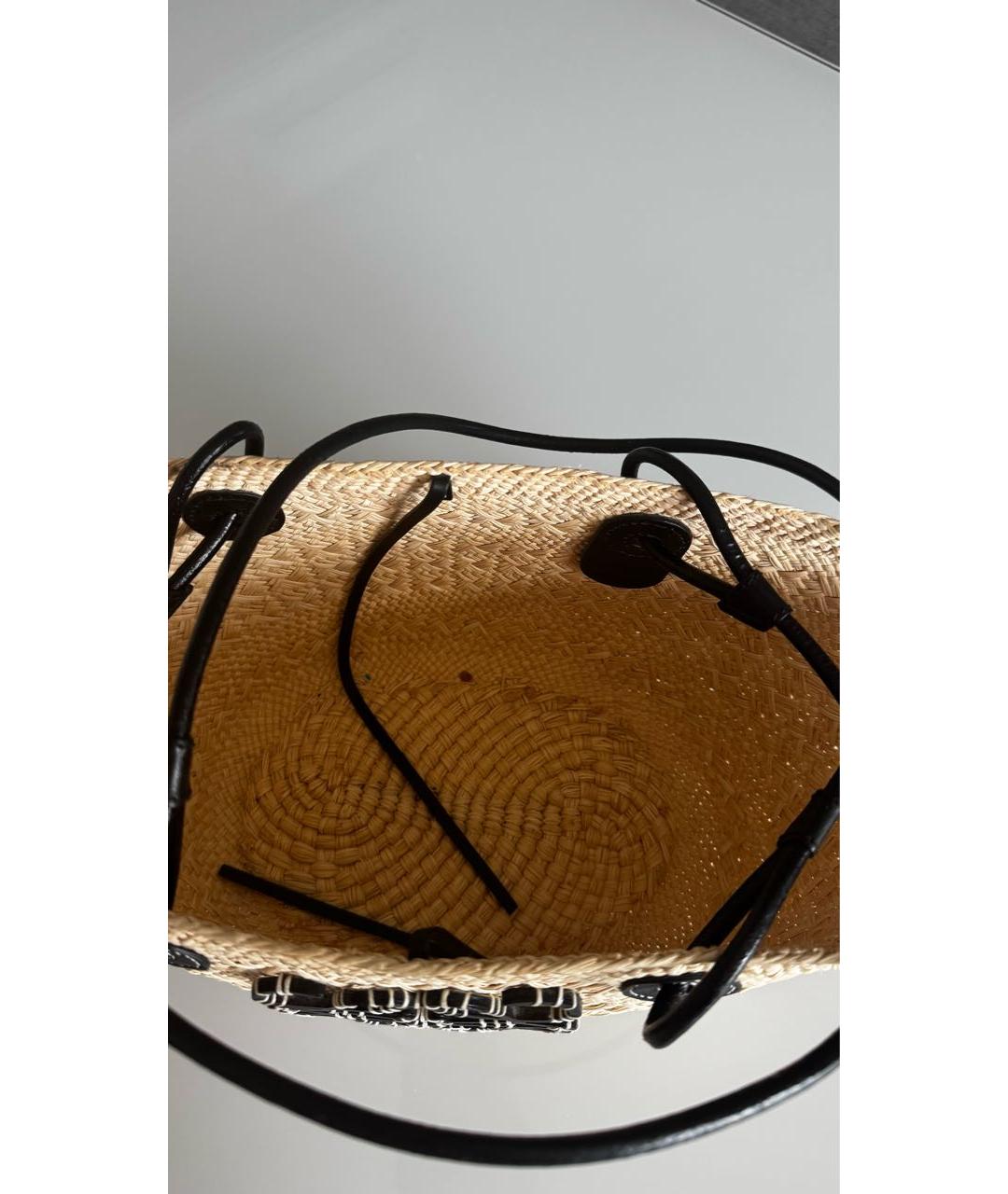 LOEWE Бежевая рафия пляжная сумка, фото 4